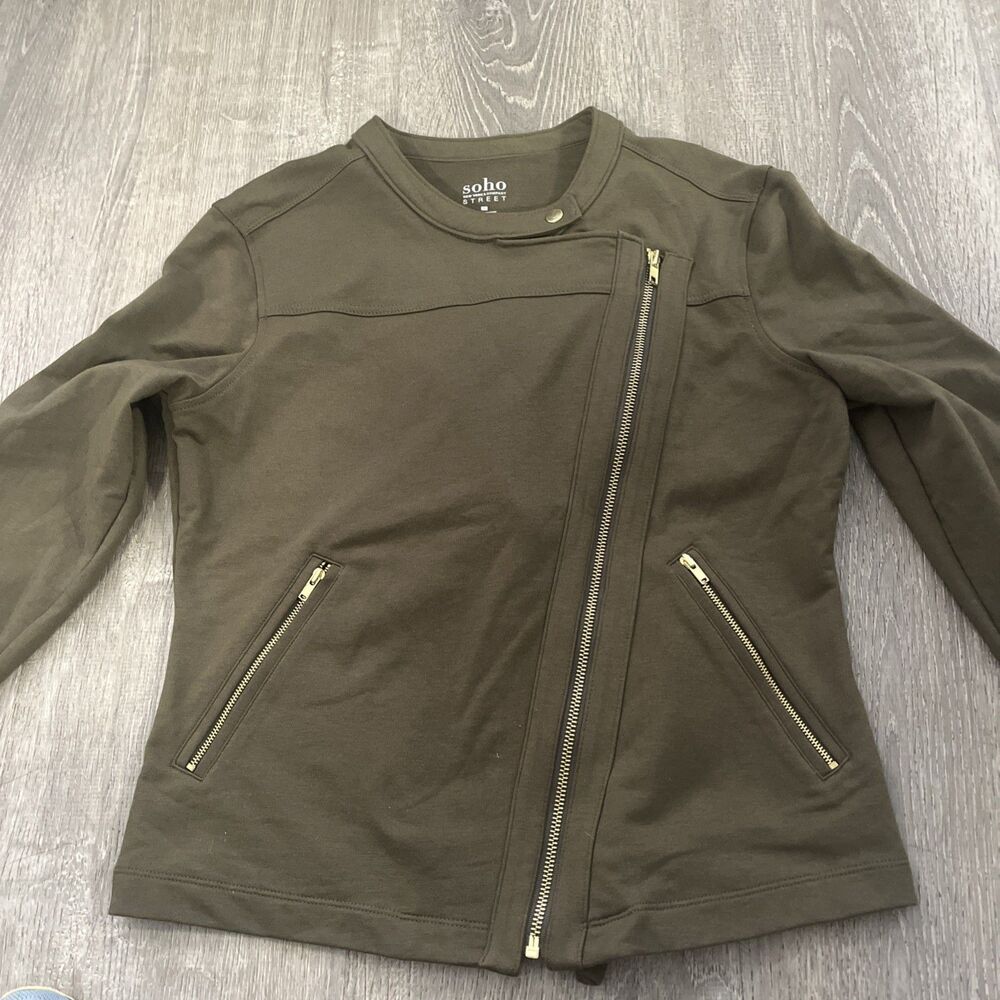 Soho Street Women’s Army Green Side Zip Fall Jacket Size Small
